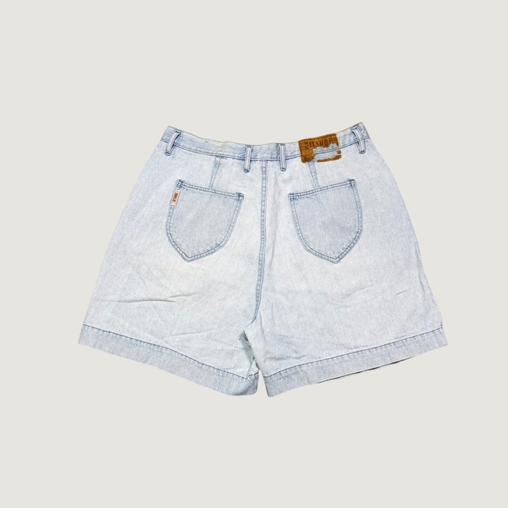 Vintage Gitano High Waisted Denim Shorts Light Wash Pleated 90s Womens 16